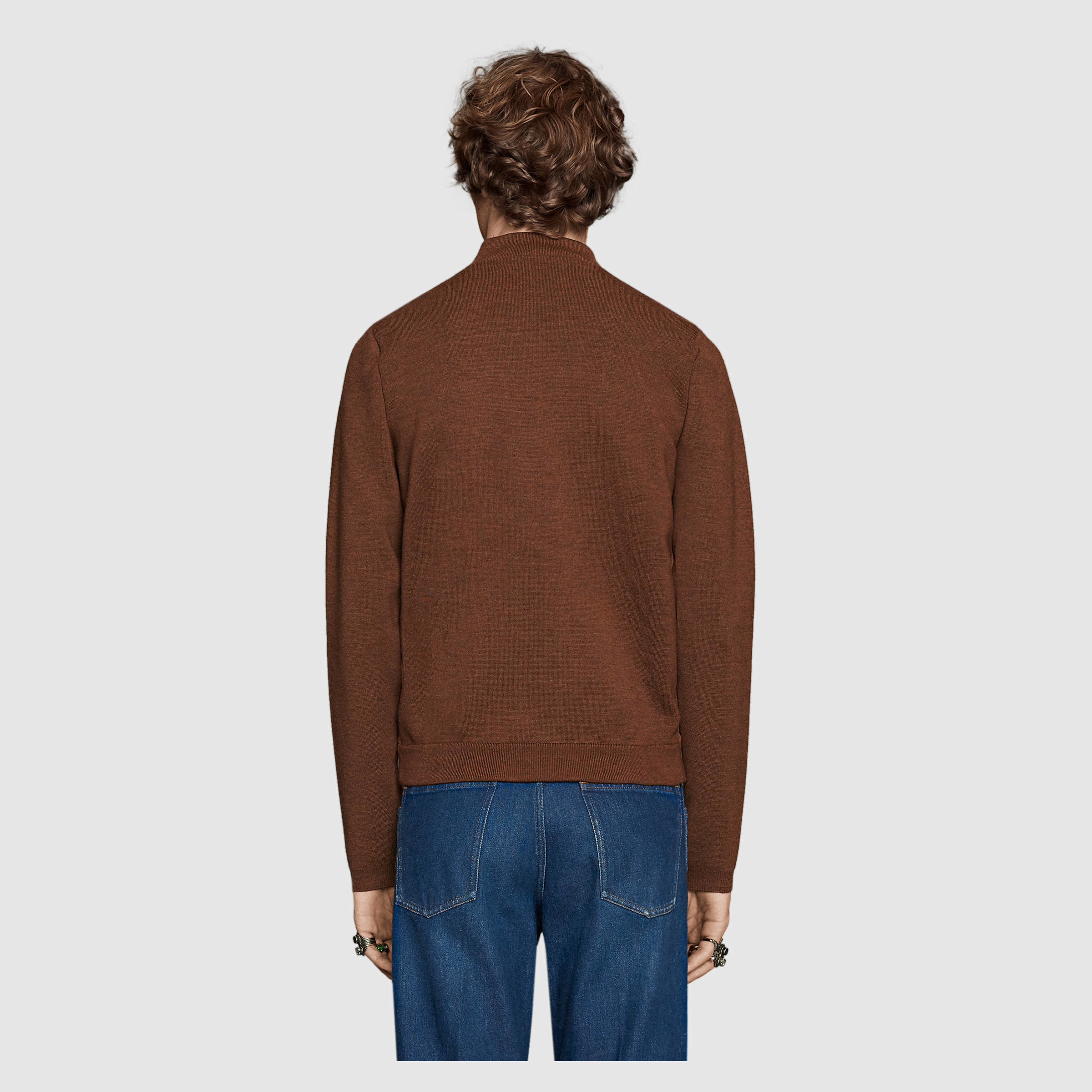 Gucci Wool Cardigan With Suede Front in Brown for Men Lyst